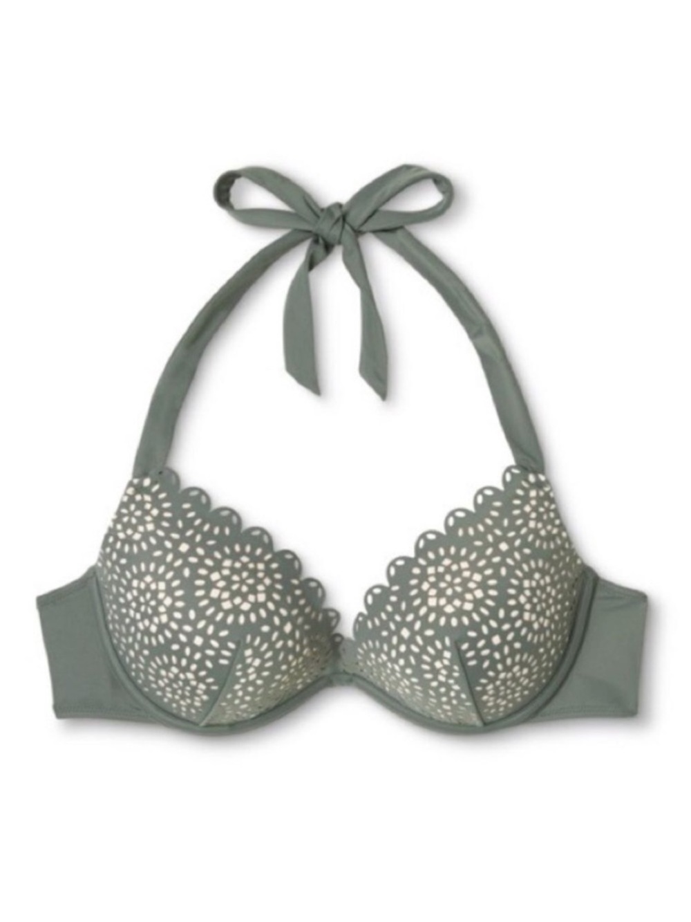 Shade & Shore Laser Cut Push-Up Halter Bikini Top